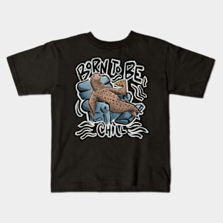 “Born to be chill” sloth laid back recliner eating pizza Kids T-Shirt